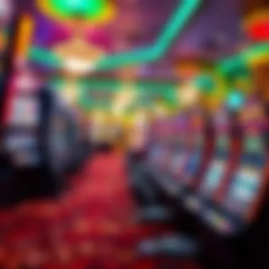 A vibrant gaming floor showcasing diverse slot machines and table games at an off-strip casino.