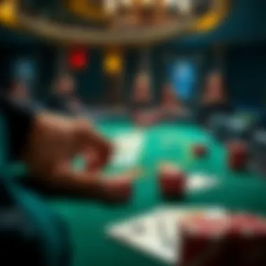 An illustrated guide displaying various strategies for playing blackjack.