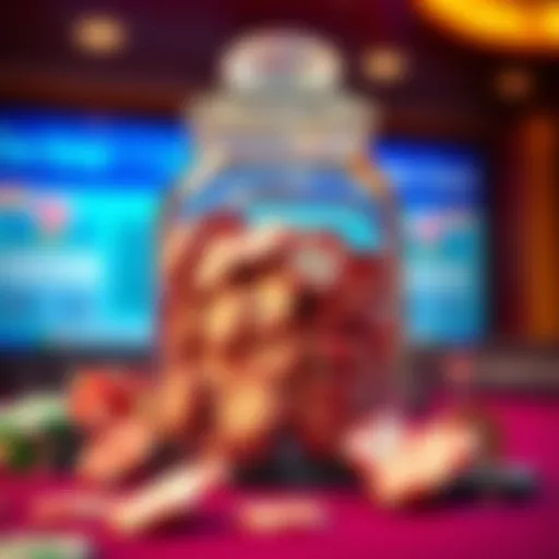 Casino fund jar filled with chips and notes