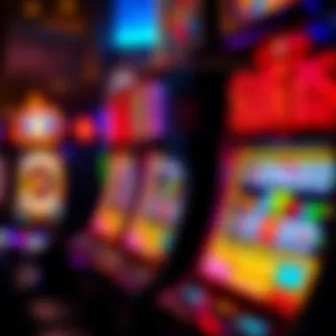 An illuminated slot machine with vibrant graphics