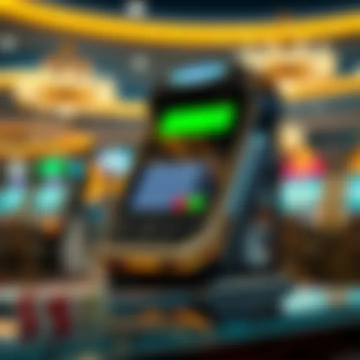 A futuristic casino payment terminal showcasing advanced technology