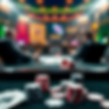 Poker Strategy and Gameplay Overview A vibrant depiction of a poker table with cards and chips