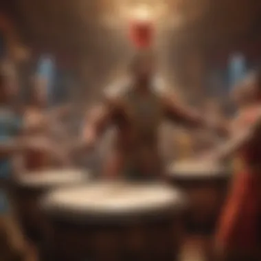 Illustration showcasing the cultural influences and themes depicted in Dancing Drums.