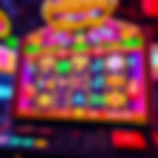 Vibrant display of the Dancing Drums slot machine interface showcasing colorful symbols