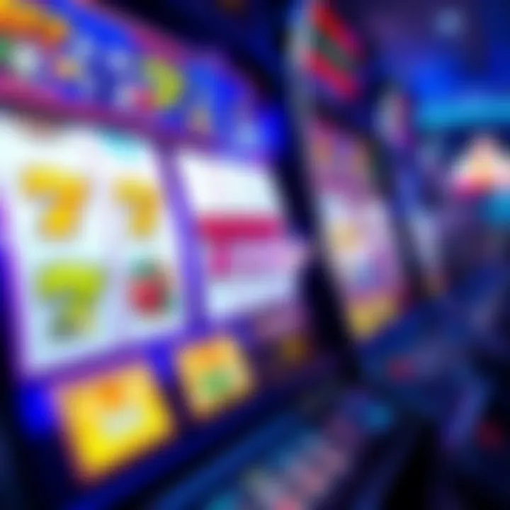 Close-up of a slot machine screen showing winning combinations.