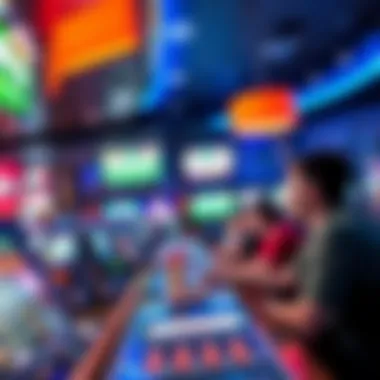 Immerse Yourself in the Vibrant Sportsbook Environment Lively atmosphere in the DraftKings Sportsbook lounge