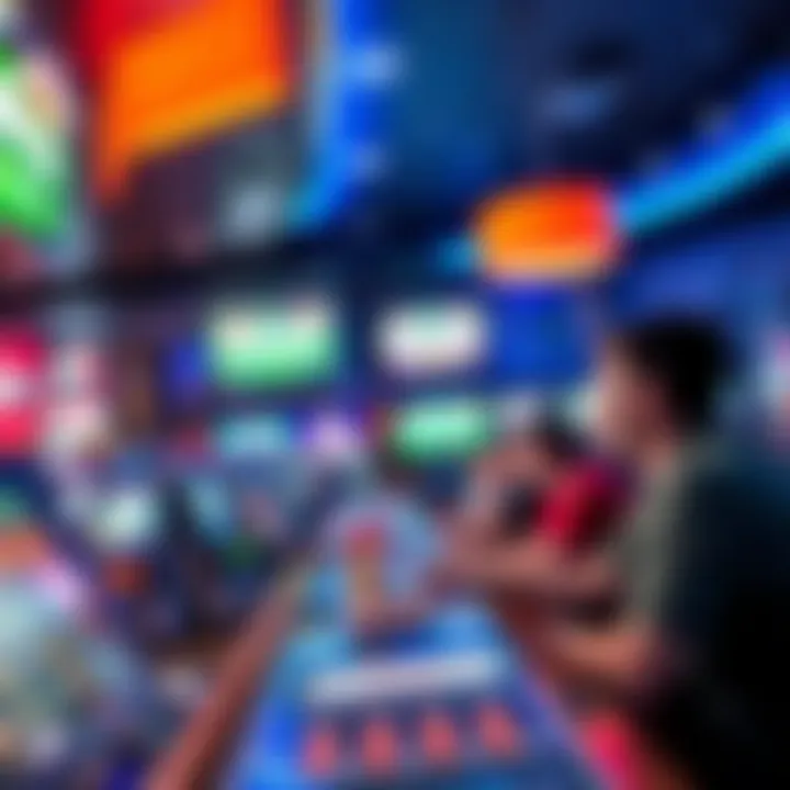 Immerse Yourself in the Vibrant Sportsbook Environment Lively atmosphere in the DraftKings Sportsbook lounge