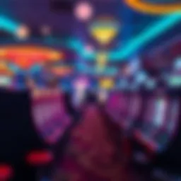 Vibrant gaming floor filled with video poker machines