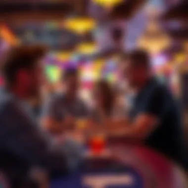 Group of players enjoying video poker at a lively casino table