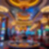 Luxurious casino lobby with vibrant decor