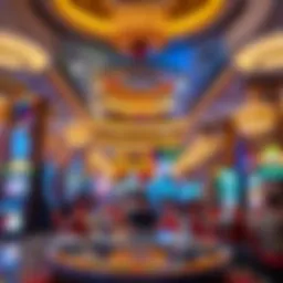 Luxurious casino lobby with vibrant decor