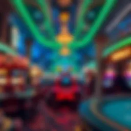 Luxurious casino interior with vibrant lighting