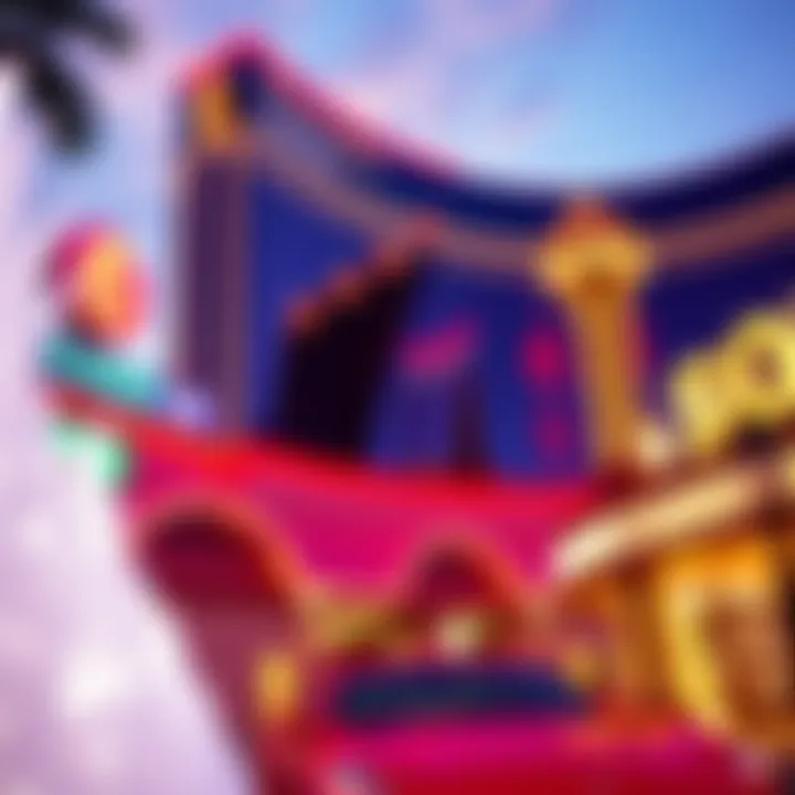 Exterior view of a vibrant casino near Wynn Las Vegas