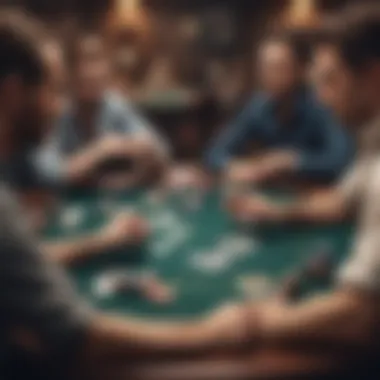 A group of poker enthusiasts discussing strategies around a table