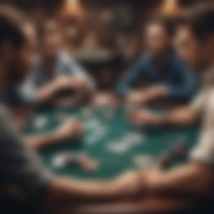 A group of poker enthusiasts discussing strategies around a table