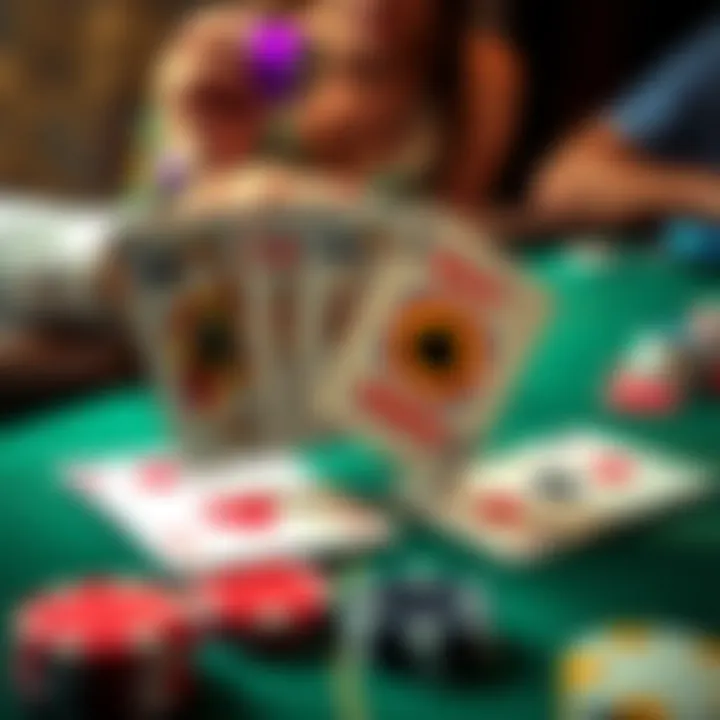 Illustration of strategic cards showing various player strategies in blackjack