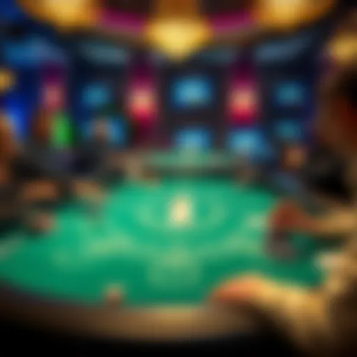 A captivating virtual blackjack table with players engaged in the game