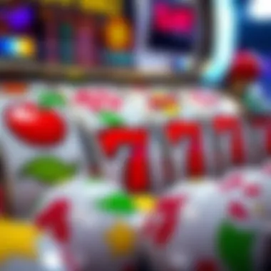 An array of classic slot machine symbols like cherries, bars, and lucky sevens