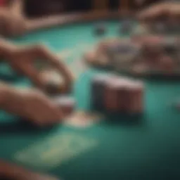 A dynamic poker table filled with chips and cards