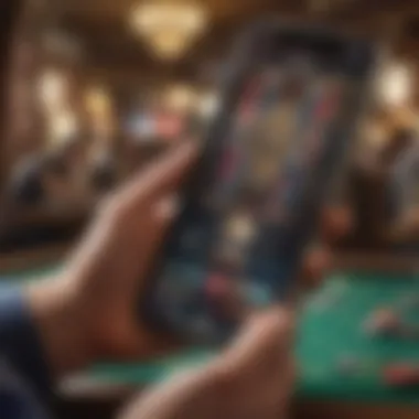 A close-up of a user engaged with a slot game on their iPhone, highlighting the immersive experience.