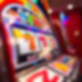 Colorful display of various slot machine symbols