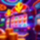 Vibrant illustration of a virtual slot machine in action