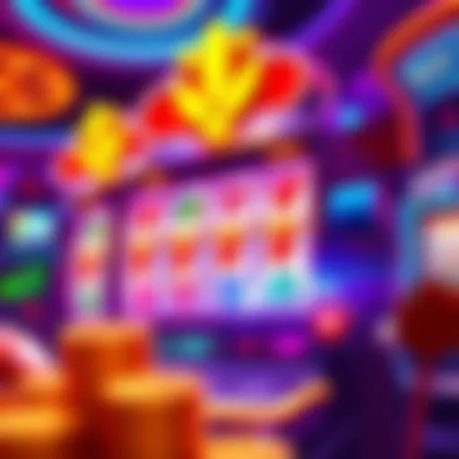 Vibrant illustration of a virtual slot machine in action