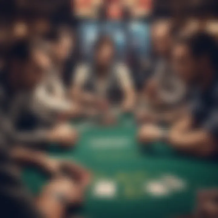 An engaging scene of a poker table with players strategizing their next move