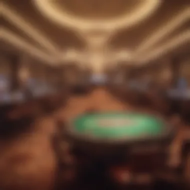 Interior of a luxurious casino resort showcasing gaming tables