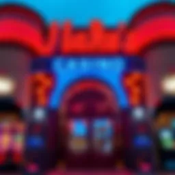 Exterior view of Jake's Casino showcasing its vibrant signage