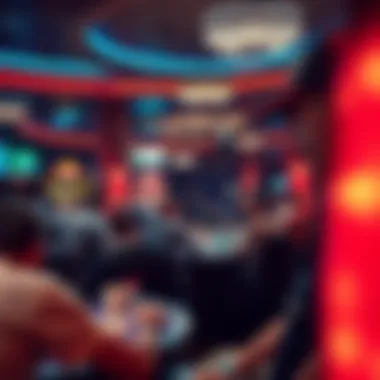 Intense Gameplay in a Las Vegas Poker Room A bustling poker room filled with players engaged in intense gameplay