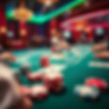 A high-stakes poker table with chips and cards ready for action
