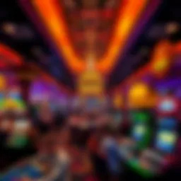 Vibrant casino floor with players engaged in various games