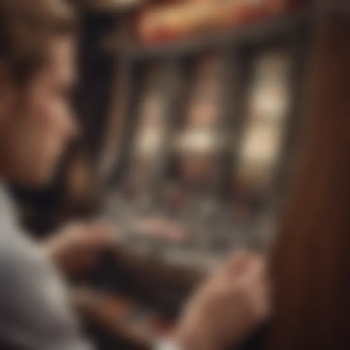 Close-up of a player engaging with a penny slot machine