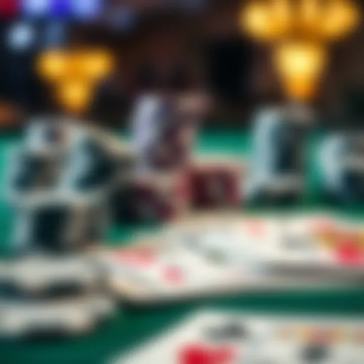 Intricate Details of Poker Accessories Close-up of poker chips and cards on a felt table