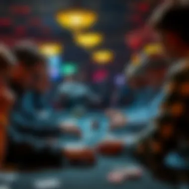 Intense poker game at Rivers Casino with players focused on their cards