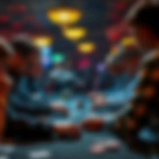 Intense poker game at Rivers Casino with players focused on their cards