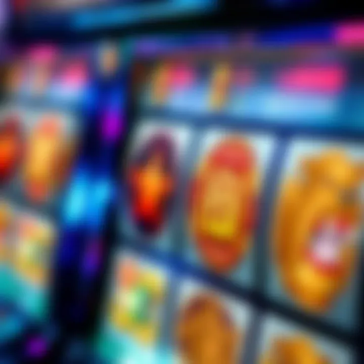 A close-up of a slot machine with unique symbols