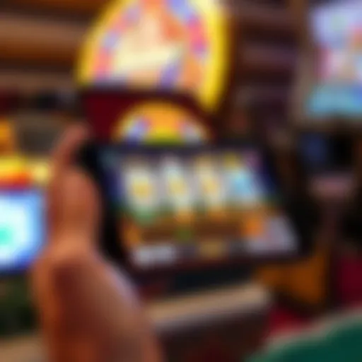 Visual representation of iPhone displaying slot machine app interface