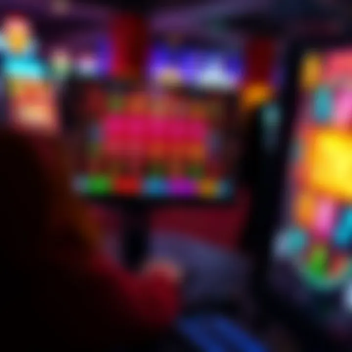 A digital illustration of a person engaging with an online slot game on a computer