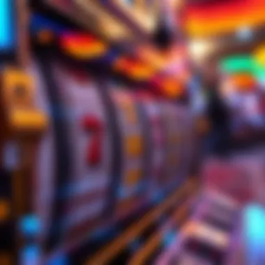 Close-up of slot machine reels, highlighting the intricate symbols and mechanics involved in gameplay.