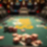 Virtual Texas Hold'em table with chips and cards