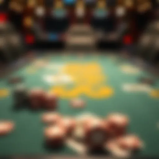 Virtual Texas Hold'em table with chips and cards