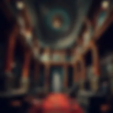 Architectural Intricacies Intricate architectural details of a deserted gambling hall