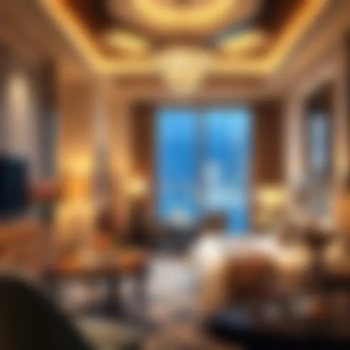 Luxurious hotel room interior showcasing elegance and comfort