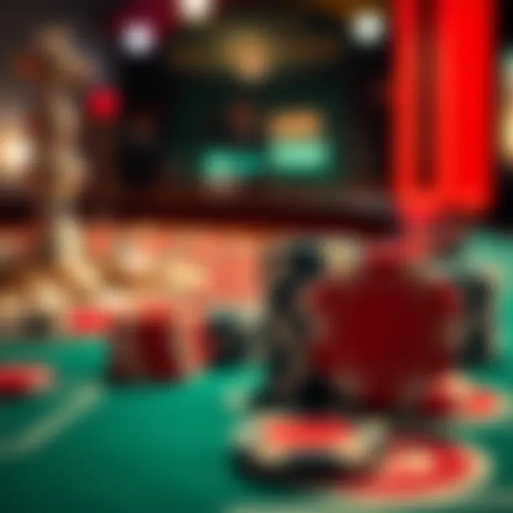 A close-up of roulette chips placed on a betting table.