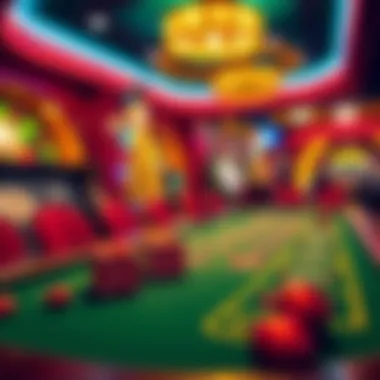 A vibrant Christmas-themed gaming table with seasonal decorations