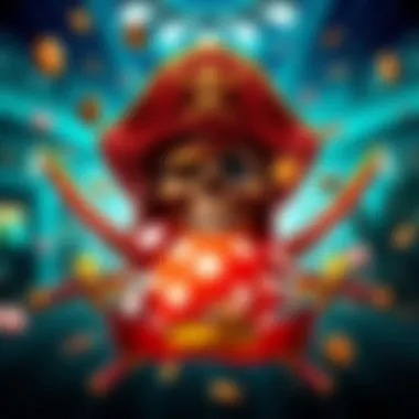 An illustration of iconic pirate symbols such as skulls, swords, and treasure maps, reflecting pirate culture