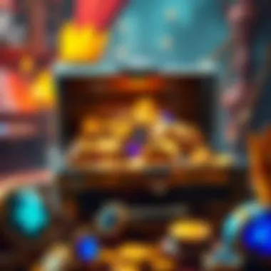 A treasure chest overflowing with gold coins and jewels, symbolizing pirate riches