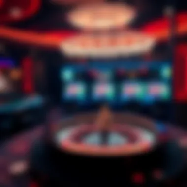 An immersive gaming environment featuring a video roulette setup